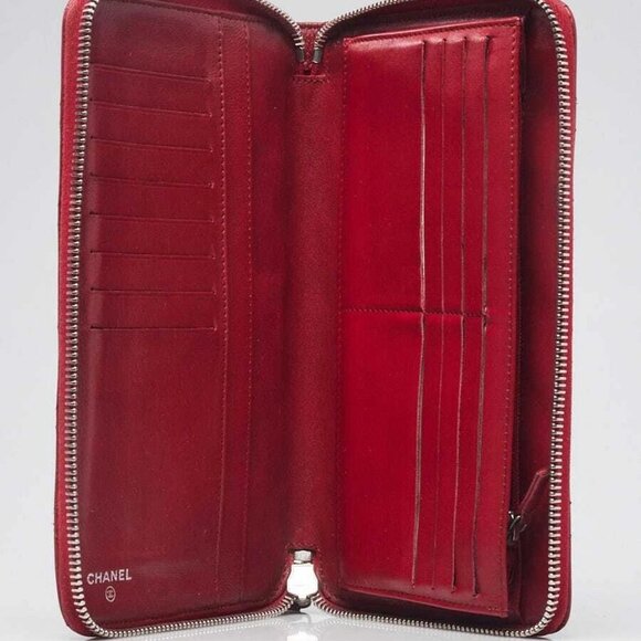 Chanel Red Quilted Caviar Leather Zippy Organizer Wallet - Picture 7 of 9